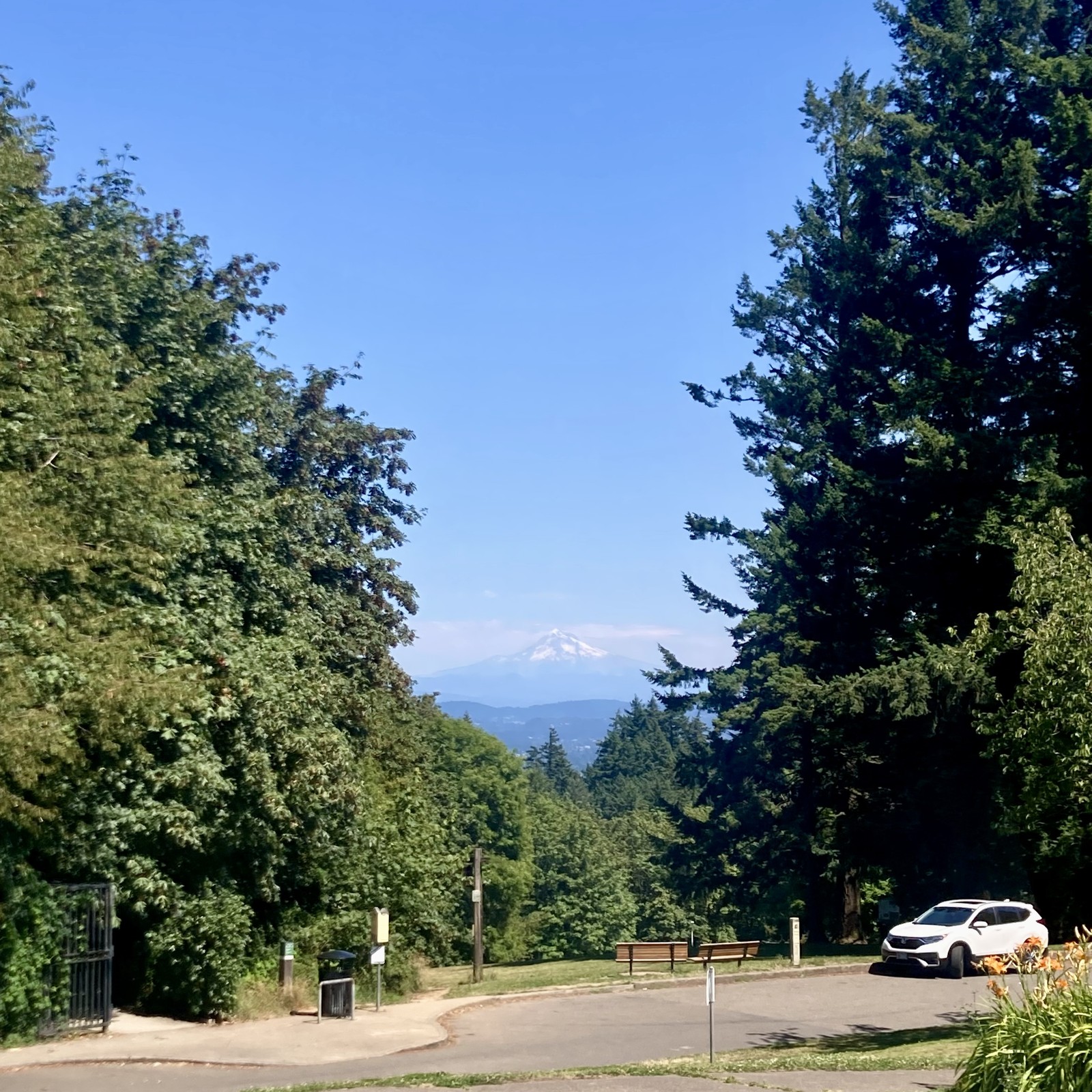 View from Council Crest toward Mt. Hood, which is visible